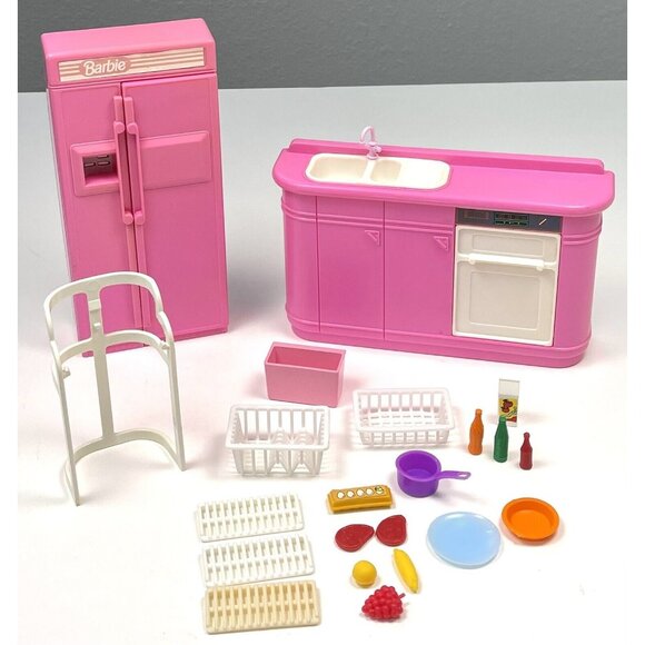 VTG 22pc Lot 1990s MATTEL Barbie Dream House Kitchen Set 8754 REPLACEMENT PIECES - Picture 1 of 9